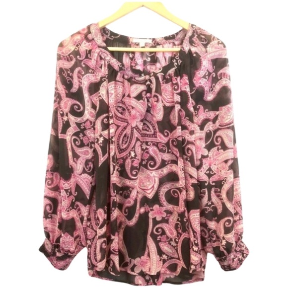 ANTHRO Pleione Sheer Paisley Blouse - Picture 1 of 5